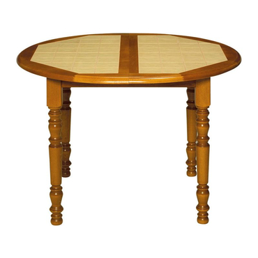 Table ronde en htre et cramique LORIENT coloris beige et naturel pour 359