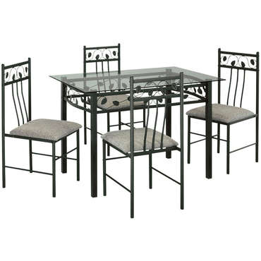 Table rectangulaire en verre et mtal + 4 chaises SHANGA pour 150