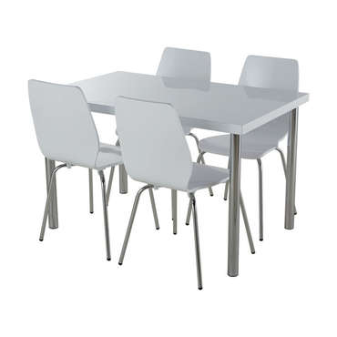 Ensemble table + 4 chaises BOLTON coloris laqu blanc pour 249