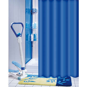 Rideau de douche 180x180 cm FLASHY coloris bleu pour 12