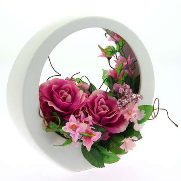 Composition de fleurs artificielle dans son vase en cramique ROSE pour 23