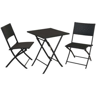 Ensemble table + 2 chaises SAIGON coloris gris fonc pour 99