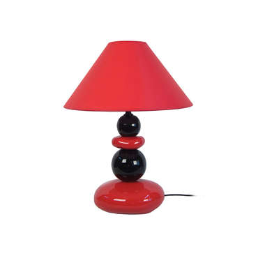 Lampe en cramique H47 cm GALET coloris rouge et noir pour 80