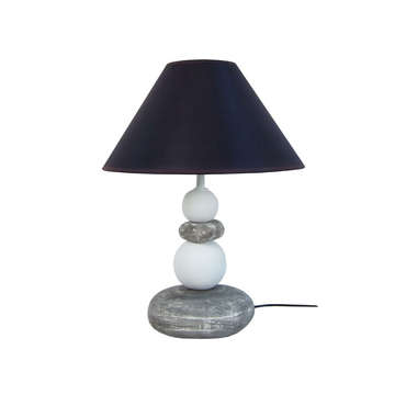 Lampe en cramique H47 cm GALET coloris gris et noir pour 80