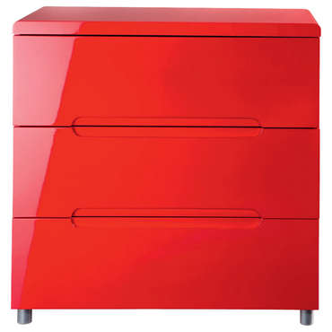 Commode 3 tiroirs EASY 2 coloris rouge pour 120