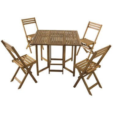 Ensemble table + 4 chaises pliantes BUTTERFLY coloris acacia pour 170