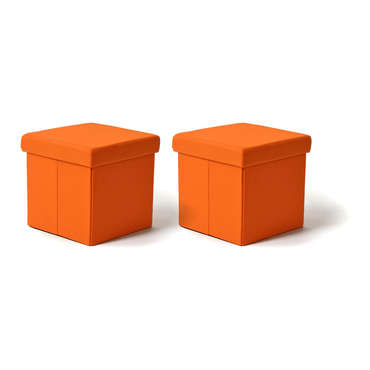 Lot de 2 poufs coffres pliants HAPPY coloris orange pour 40