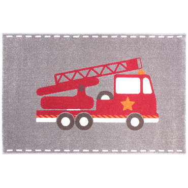 Tapis motif pompier, coloris rouge et gris - 150x100 cm POMPIER coloris rouge pour 50