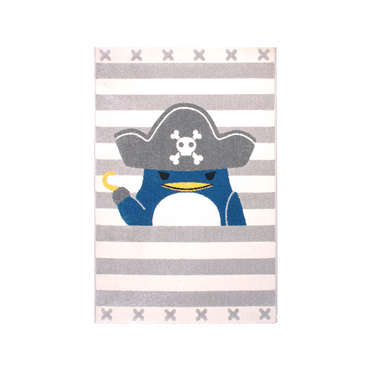 Tapis motif pingouin pirate, coloris gris et bleu - 150x100 cm PIRATE coloris gris/bleu pour 50