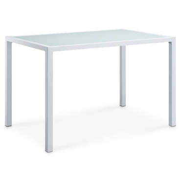 Table rectangulaire en verre VANON coloris blanc pour 60