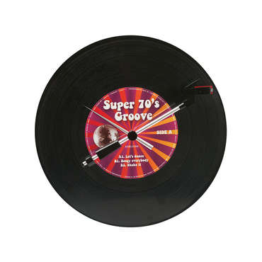 Horloge Spinning Record Groovy 70's plastique - 36 x 6cm. KA5390 pour 80