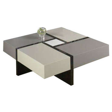 Table basse 4 niches HOLE coloris moka/gris/blanc pour 348